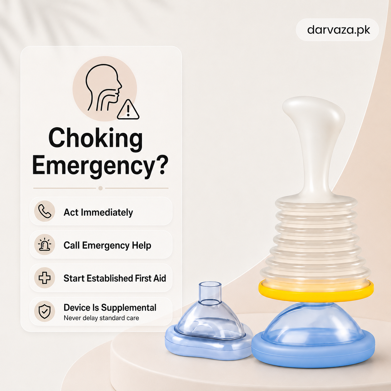 Portable Anti-Choking Suction Rescue Device Kit — Adult & Child Masks