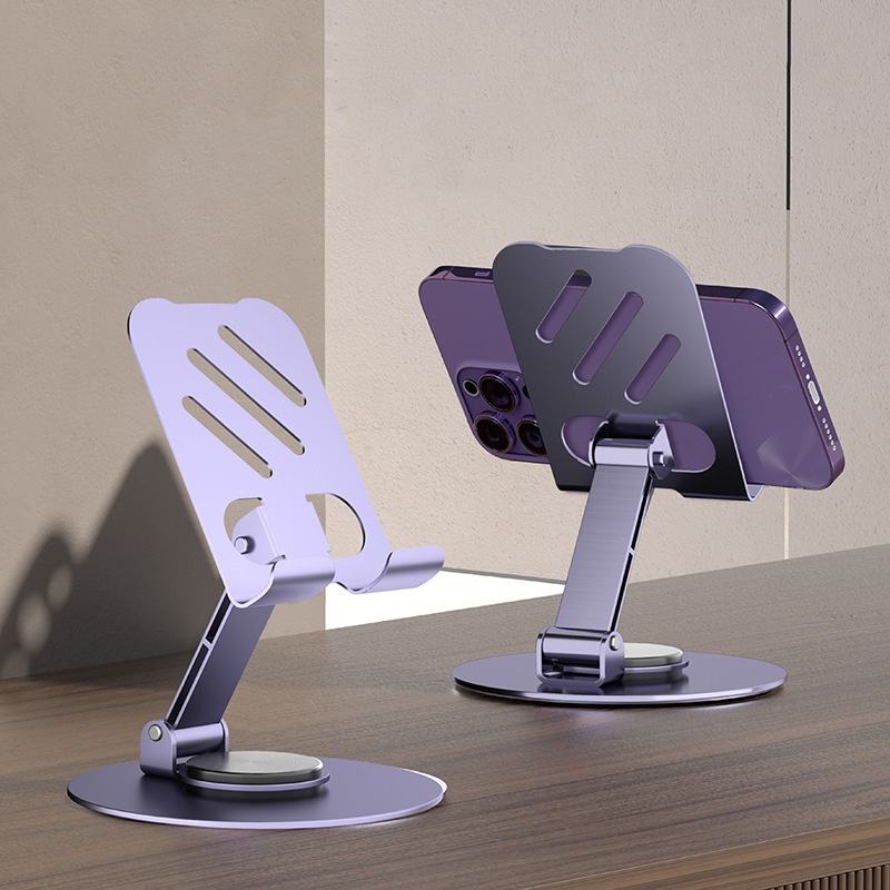 360° Rotating Metal Mobile Stand for Table – Foldable & Adjustable Holder