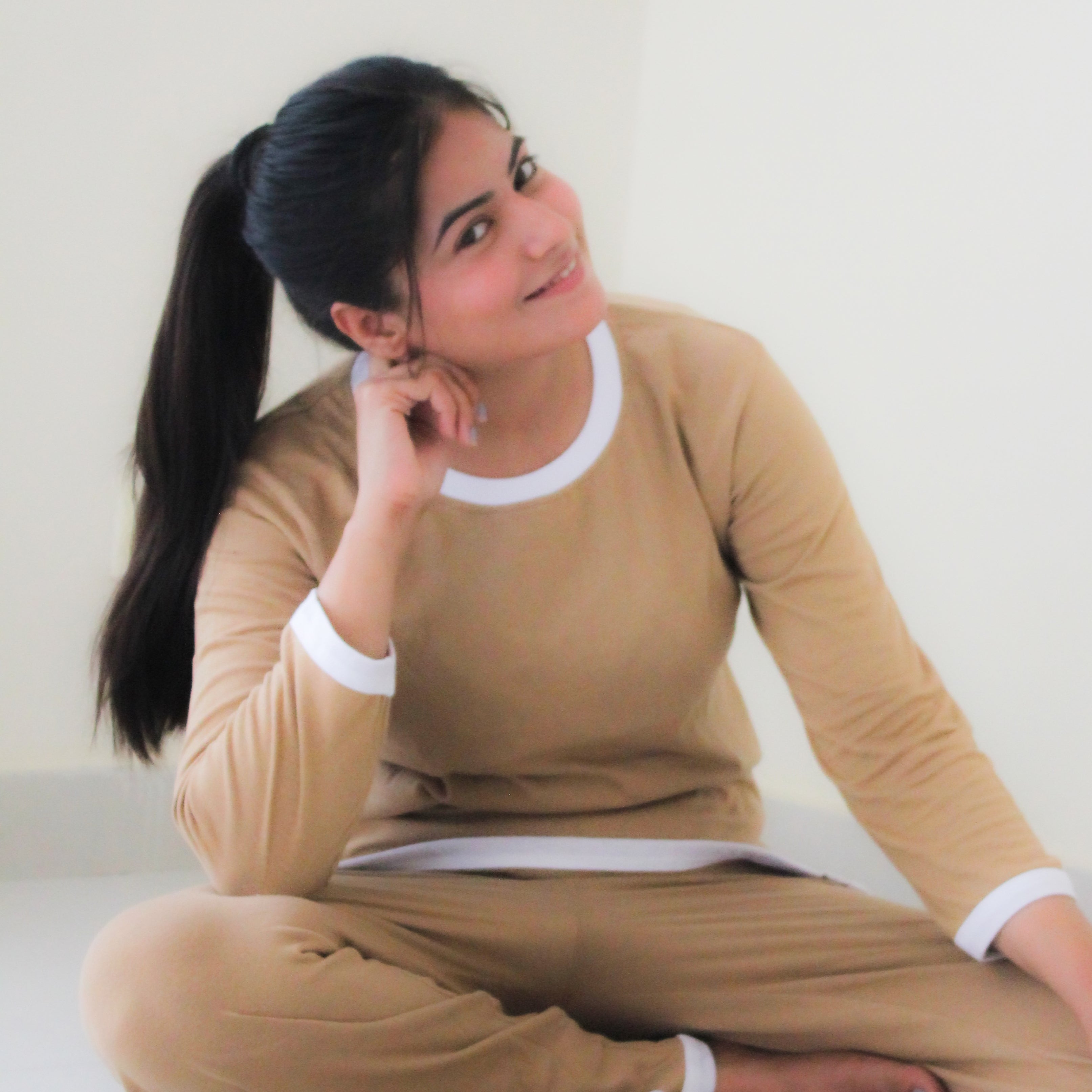 Skin White Round Neck Plazzo PJ Set