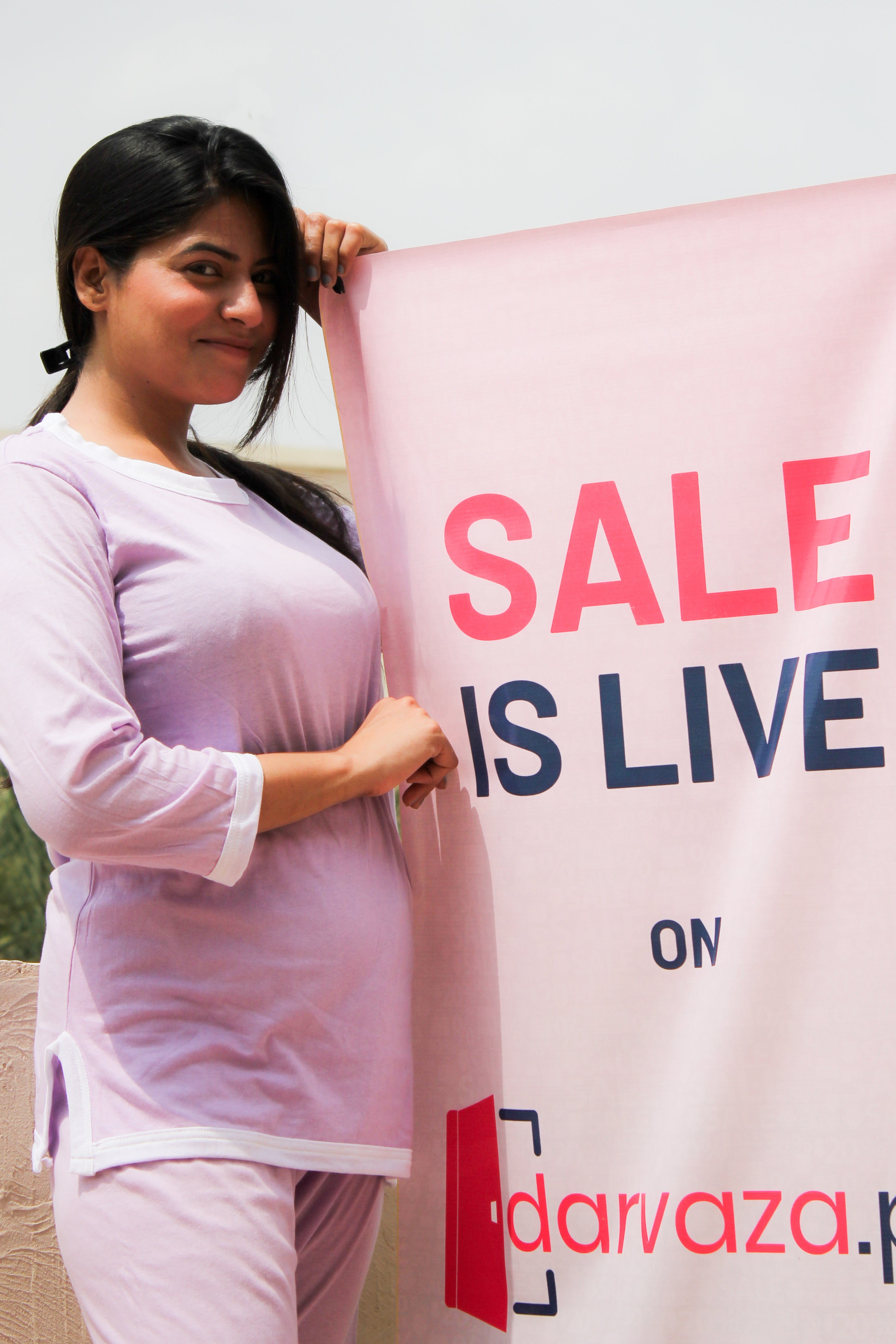 Purple White Round Neck Plazzo PJ Set