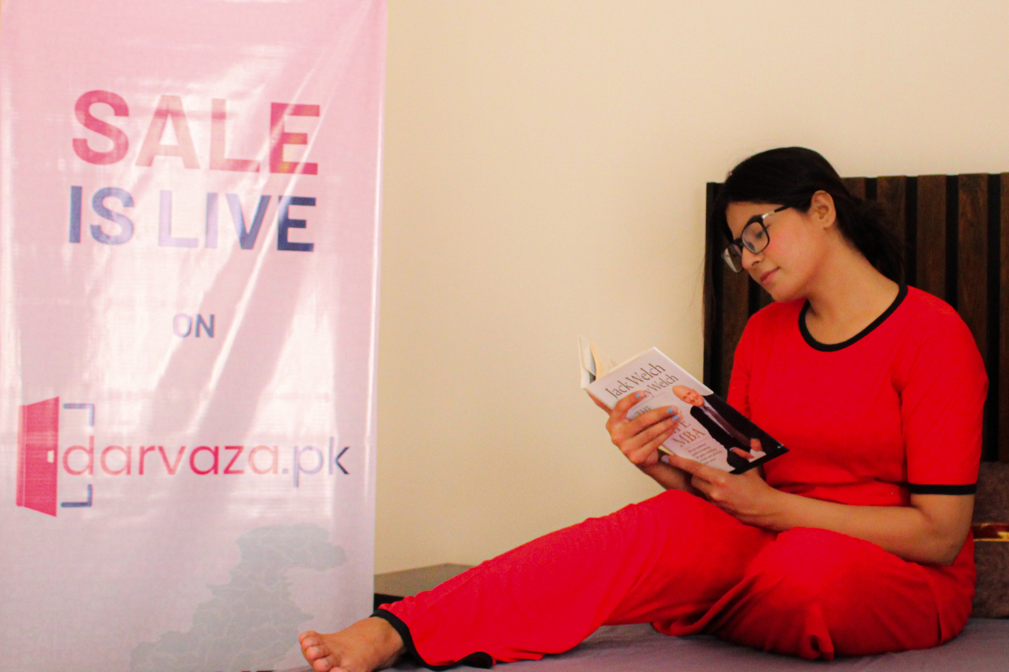 Plain Red T-Shirt with Black Round Neck and Plazzo Pajama