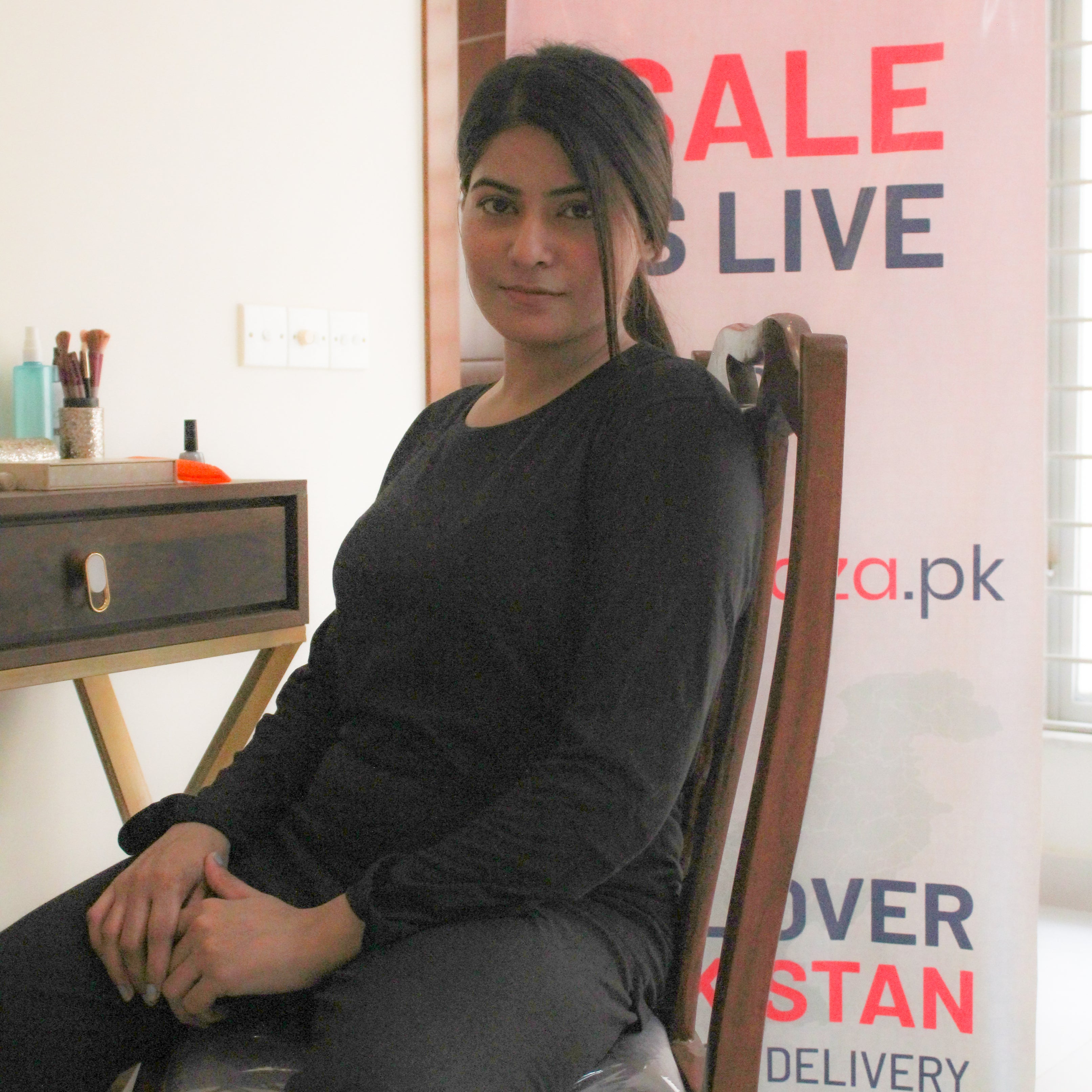 Deep Black Round Neck Plazzo PJ Set