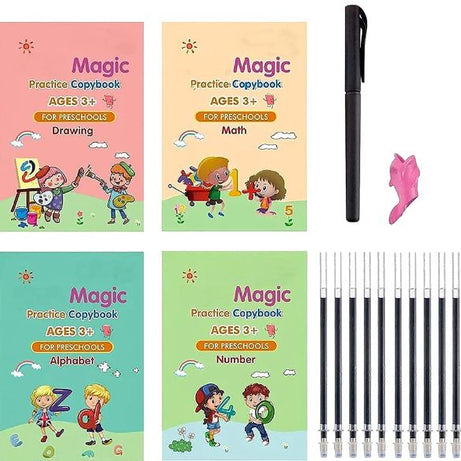 Kids Reusable Practice Book (4 Books + 1 Pen + 1 Grip & 10 Refills) Rs 999