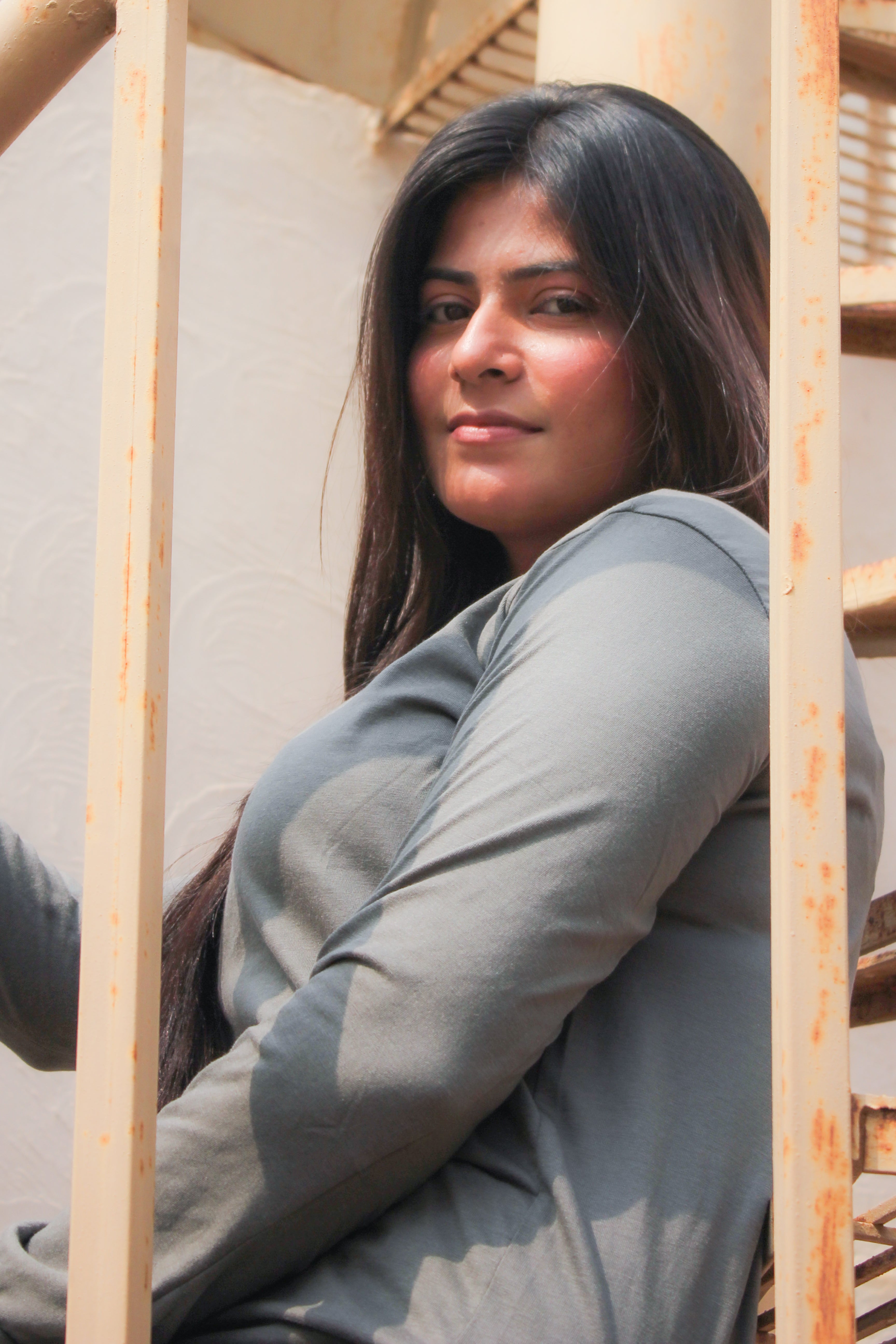 Plain Gray V-Neck with Plazzo Pajama Full Sleeves Suit