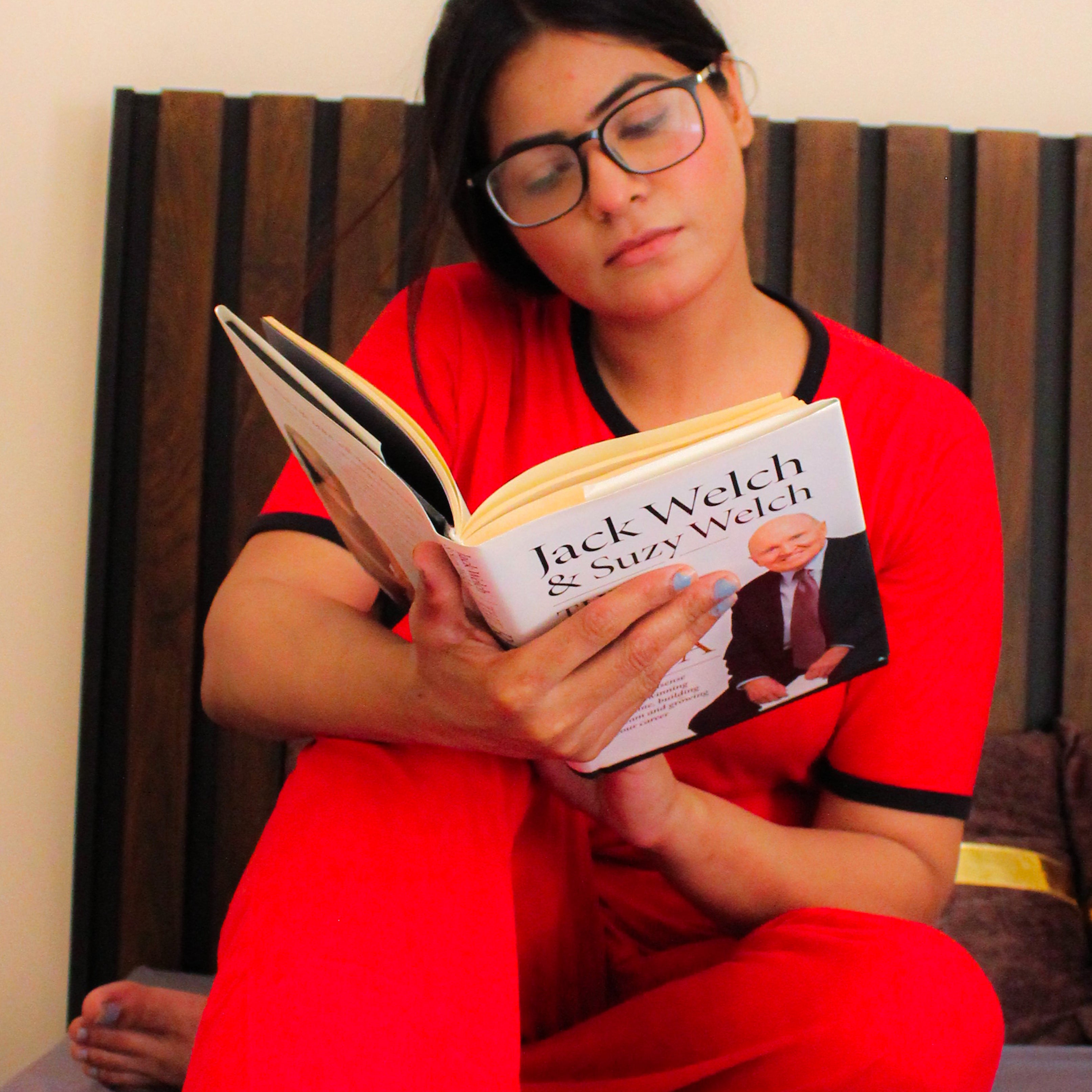 Plain Red T-Shirt with Black Round Neck and Plazzo Pajama