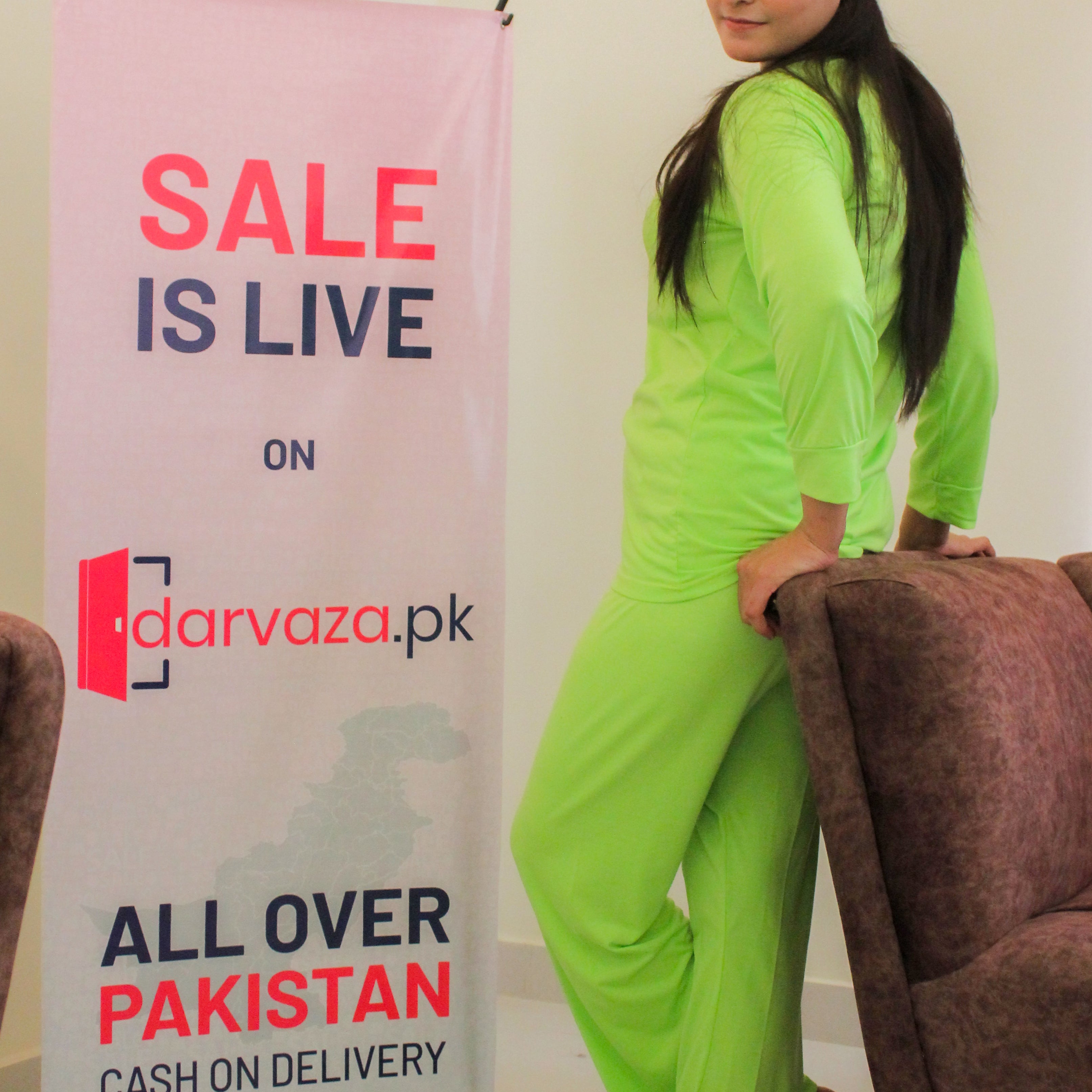 Lemon Green V-Neck Women's PJ Set