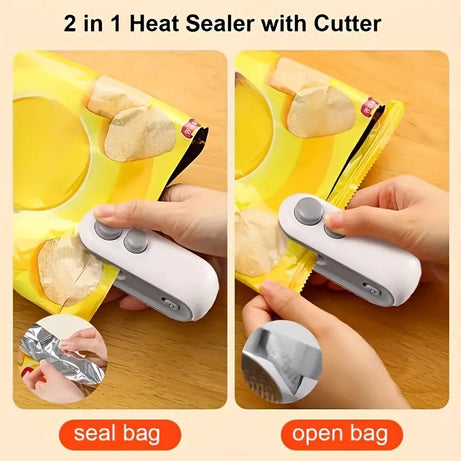 Rechargeable 2 in 1 Portable Mini Food Bag Heat Sealer And Cutter For Home and Outdoor Use