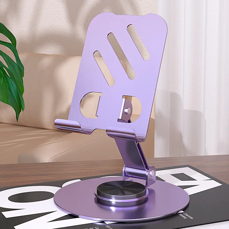 360° Rotating Metal Mobile Stand for Table – Foldable & Adjustable Holder