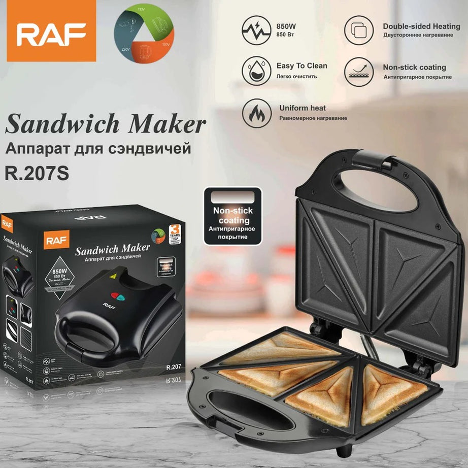 Double-sided Heating Electric Sandwich maker with Non-stick coating plate with Indicator Lights and Cool Touch Handle Perfect For Cooking Breakfast