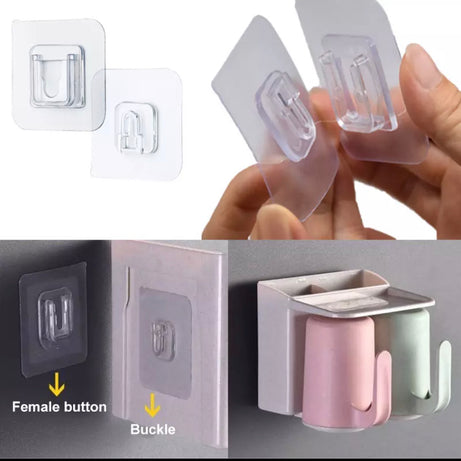 (Pack of 20) Double Sided Transparent Waterproof Self Adhesive Wall Hooks For Storage Organizer