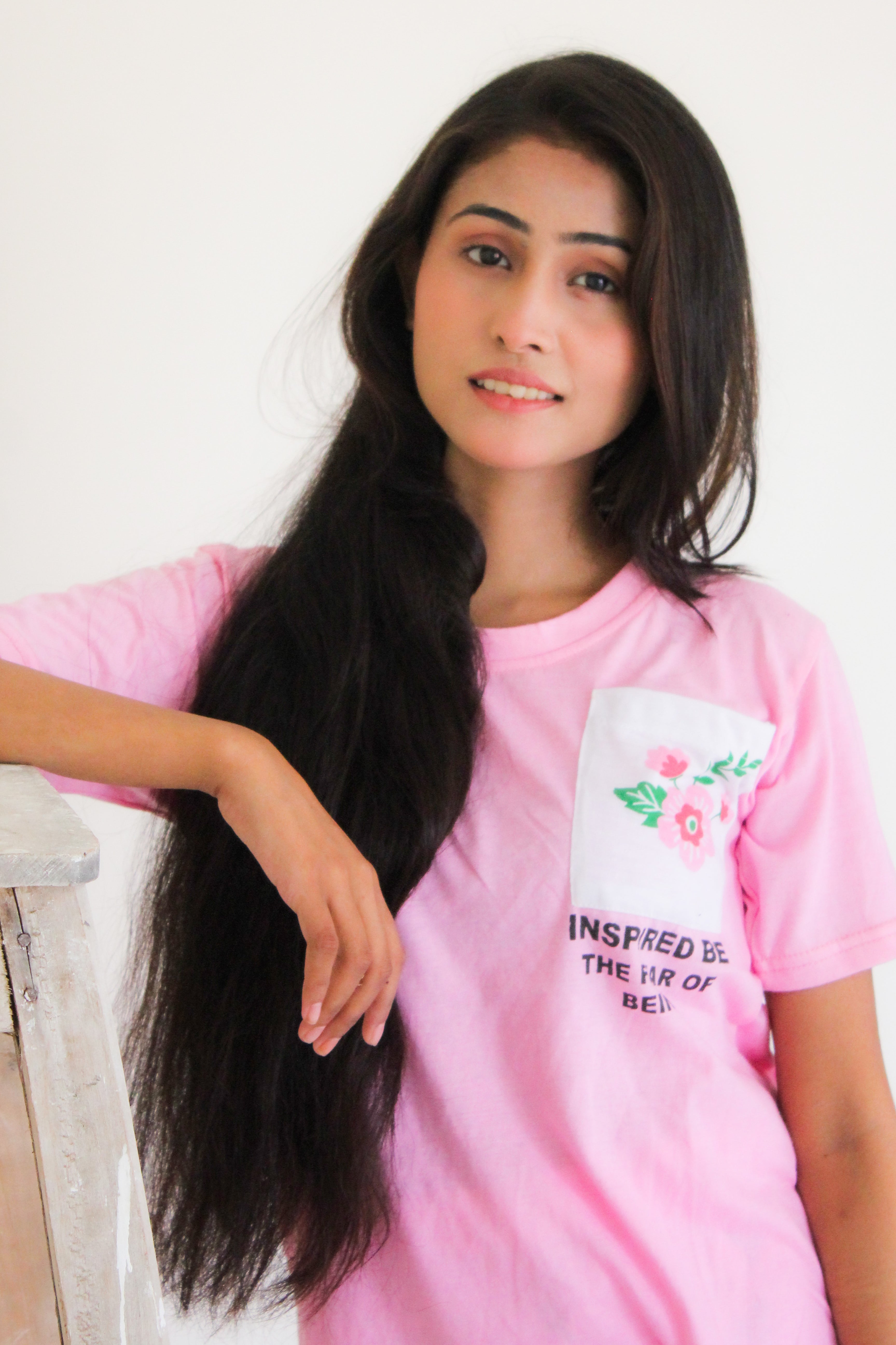 Pink Flower Printed Pocket Half Sleeves Shirt and White Flower Printed Trouser Nightwear