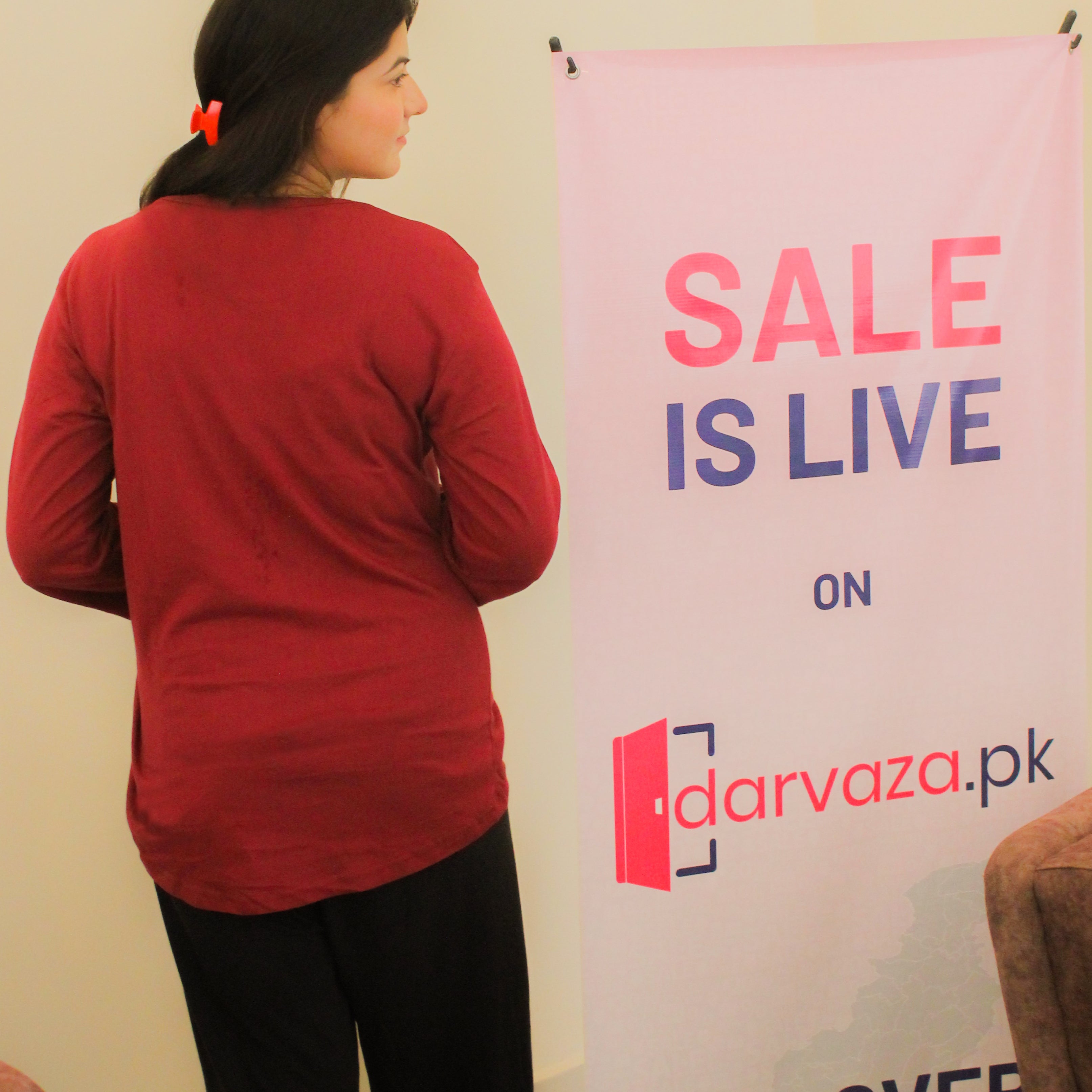 Plain Maroon V-Neck T-Shirt with Black Plazzo