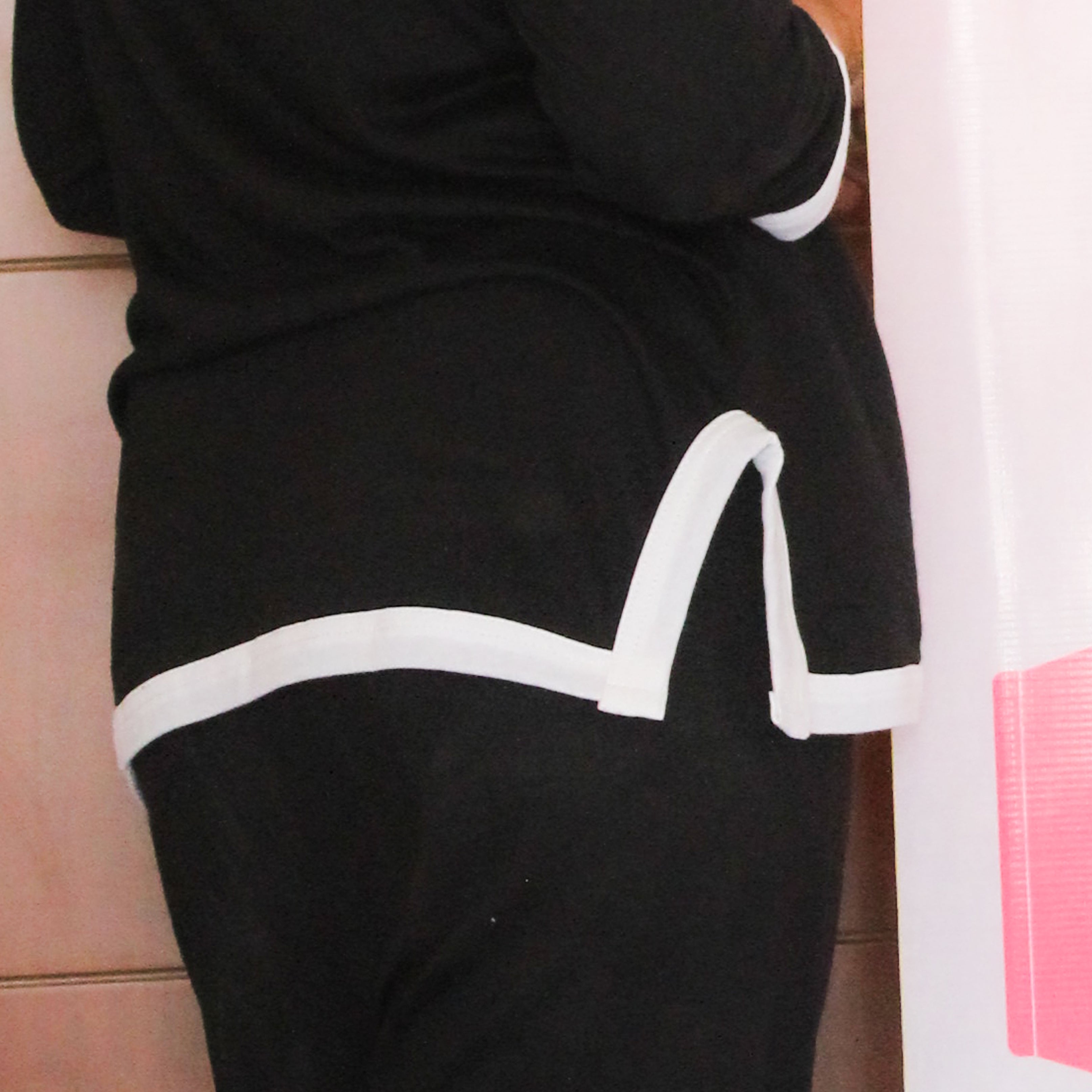 Black White Round Neck Plazzo PJ Set