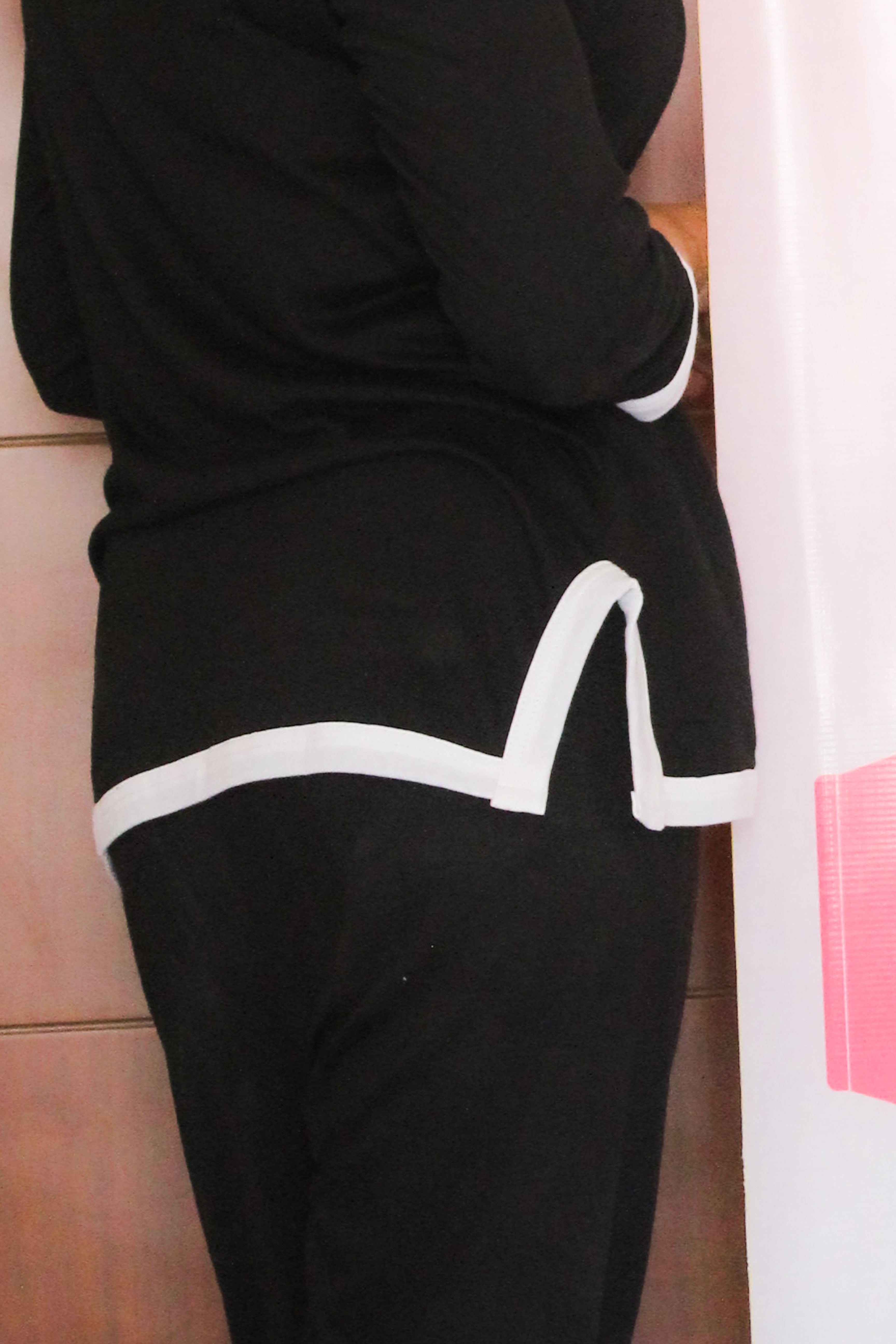 Black White Round Neck Plazzo PJ Set