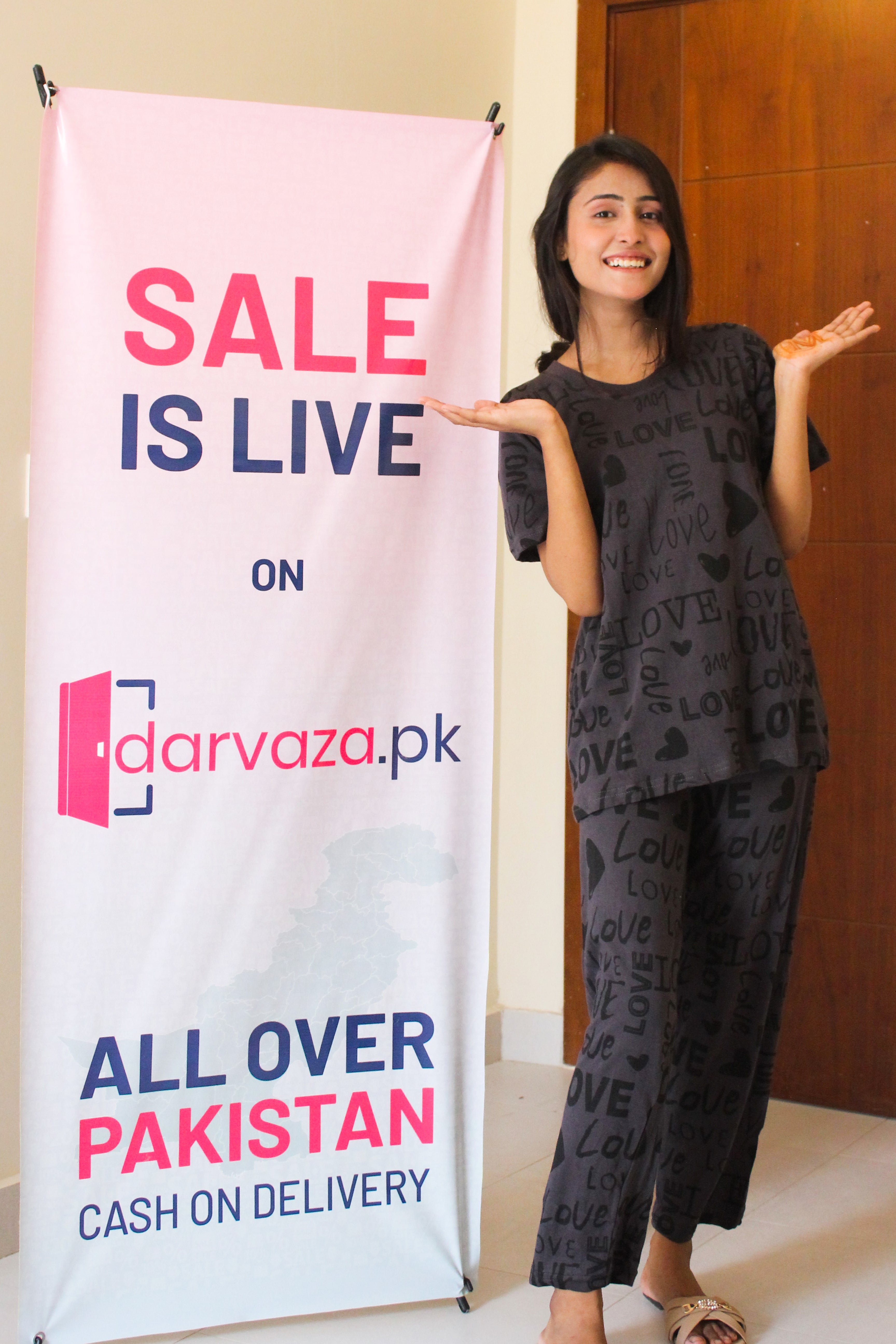 Gray Love Printed Shirt and Trouser Nightwear