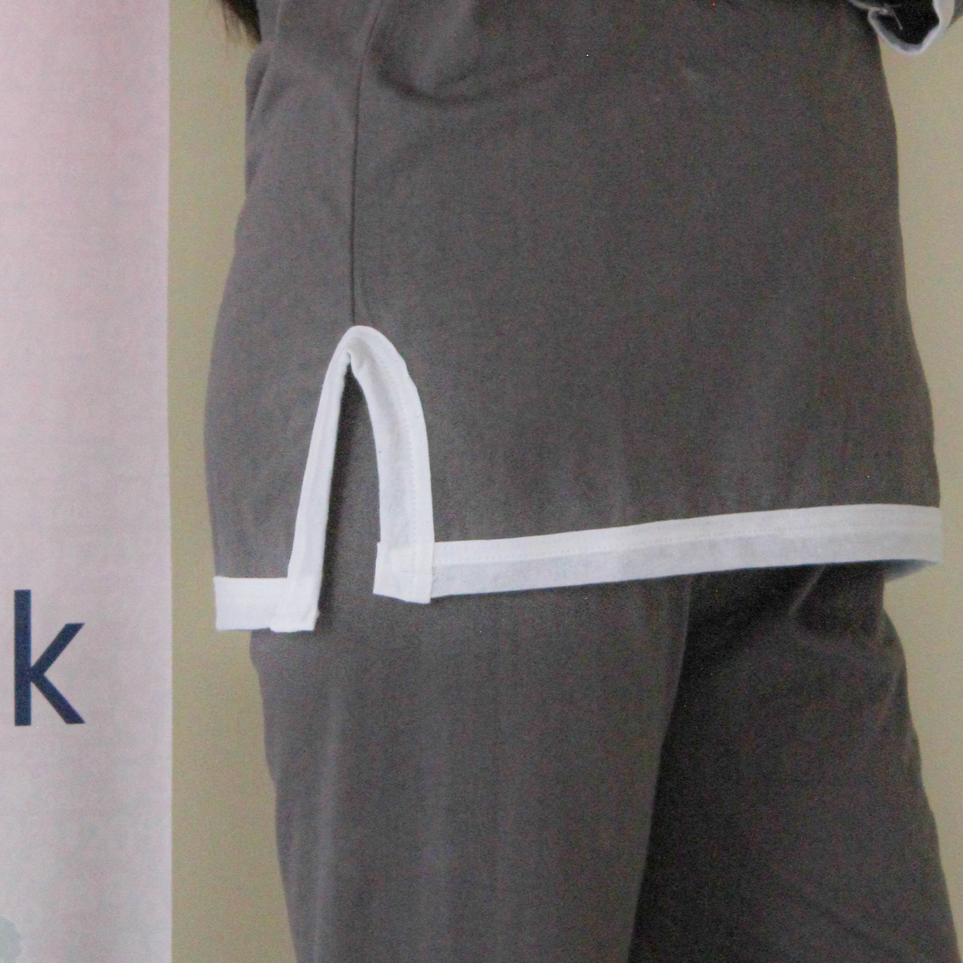 Grey White Round Neck Plazzo PJ Set