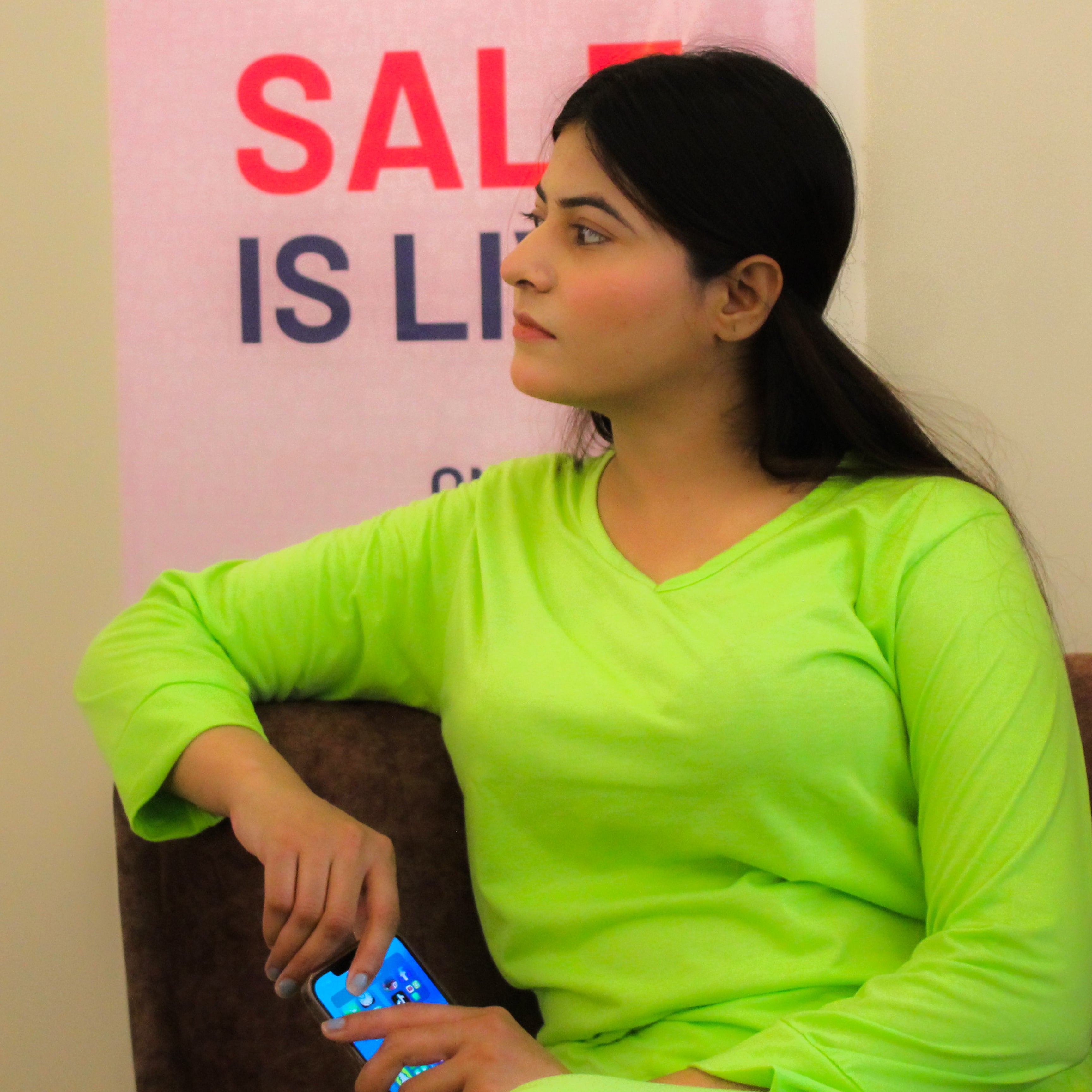 Lemon Green V-Neck Women's PJ Set