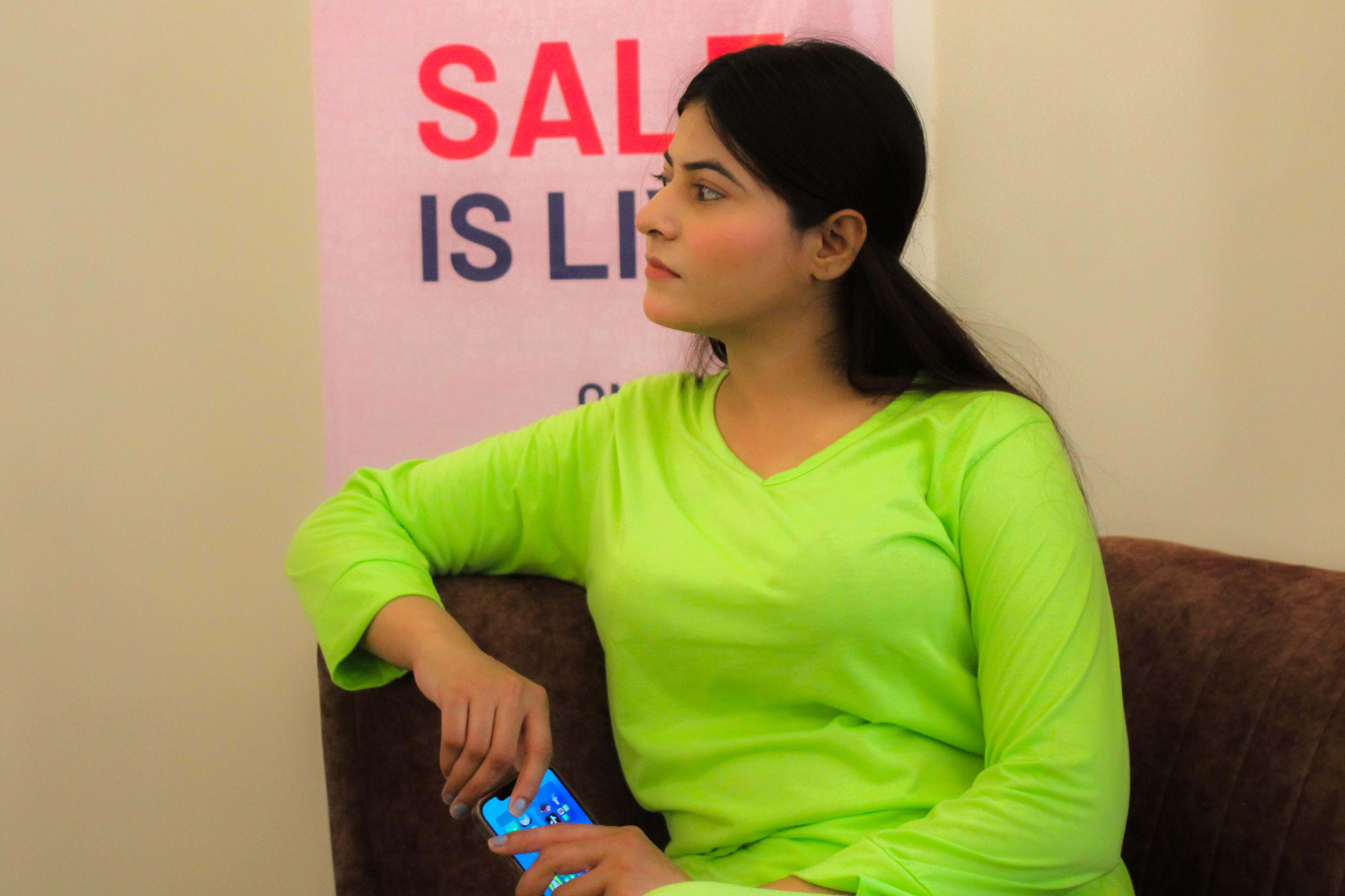 Lemon Green V-Neck Women's PJ Set