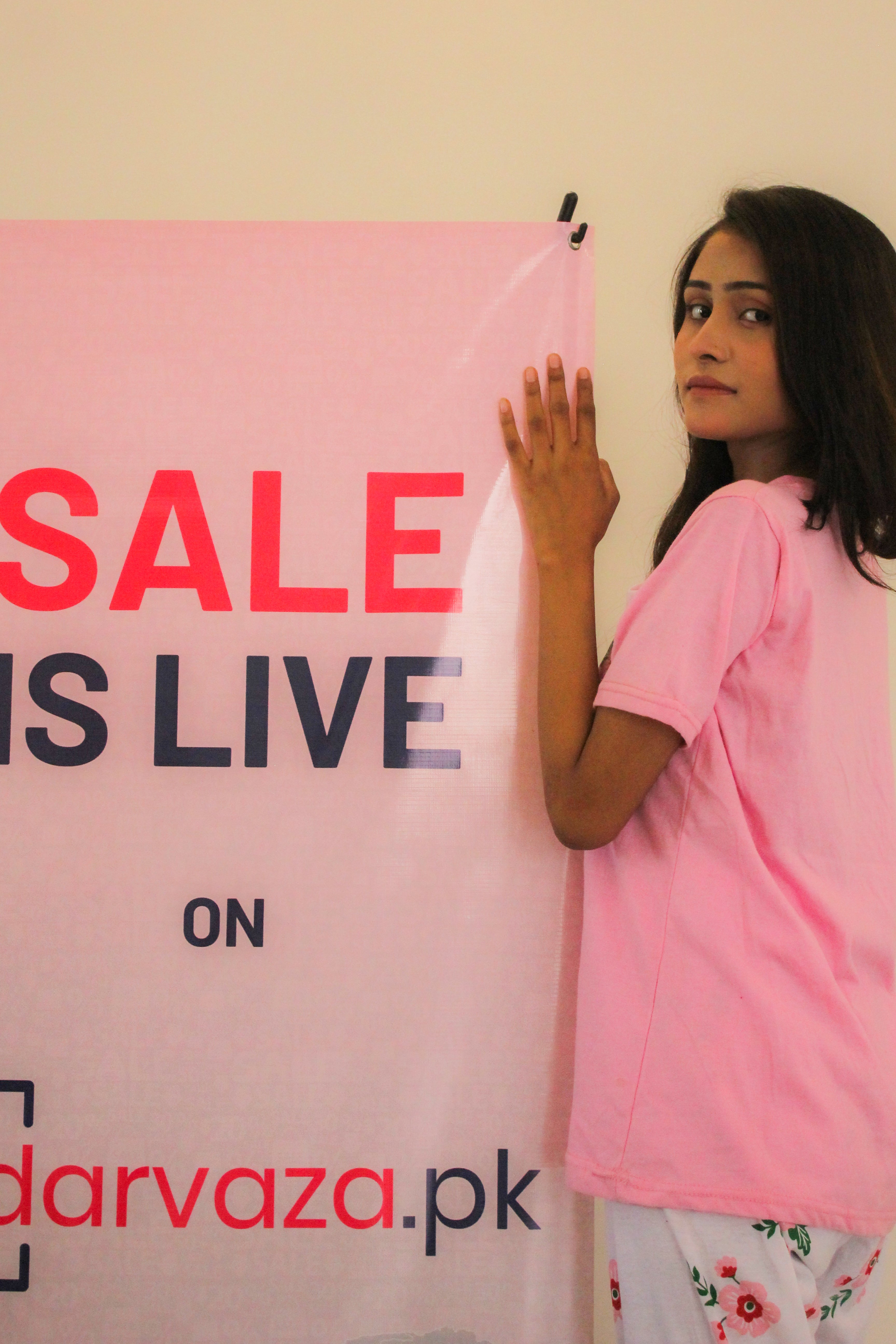 Pink Flower Printed Pocket Half Sleeves Shirt and White Flower Printed Trouser Nightwear