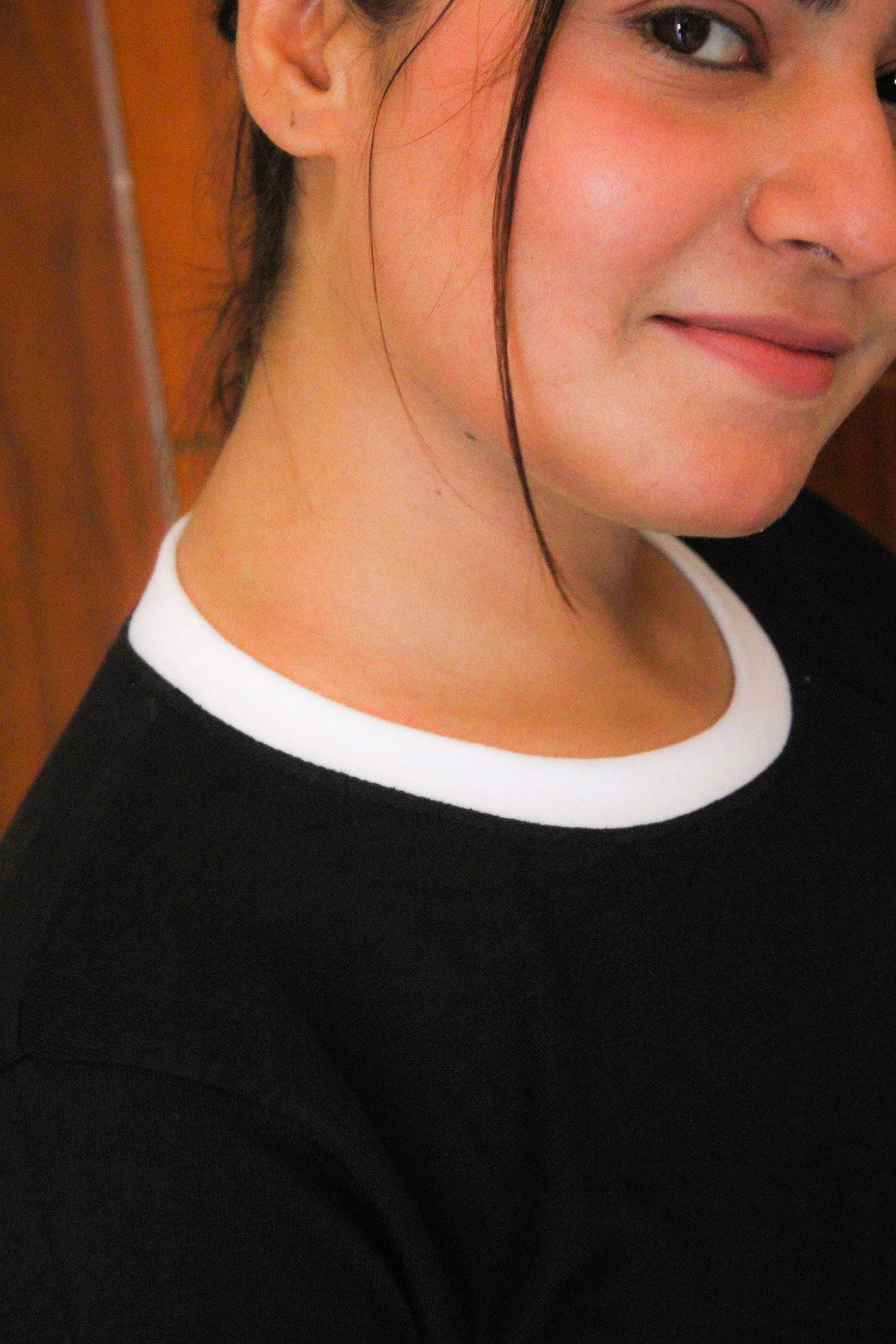 Black White Round Neck Plazzo PJ Set