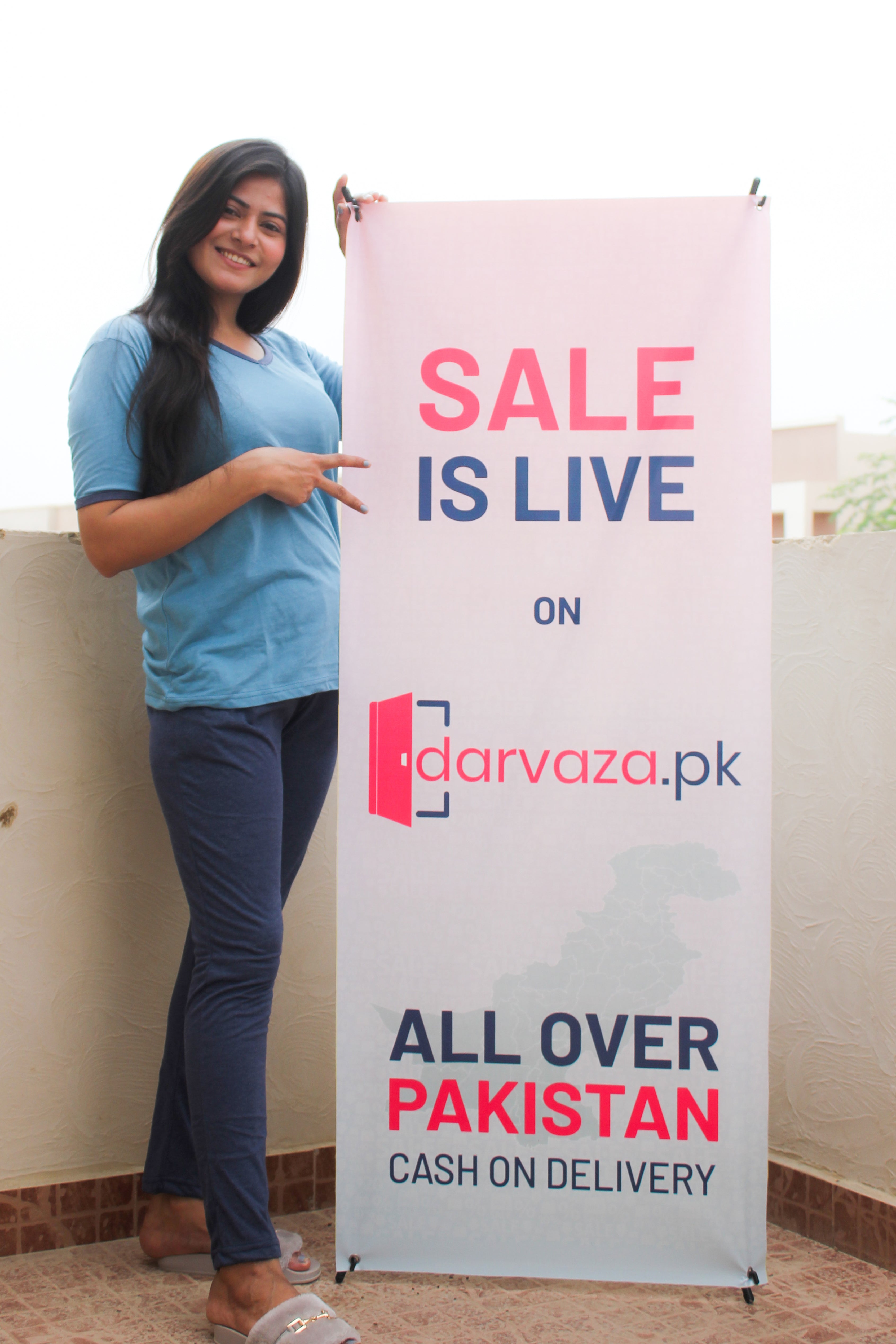 New Blue V-Neck T-Shirt with Contrast Pocket Pajama