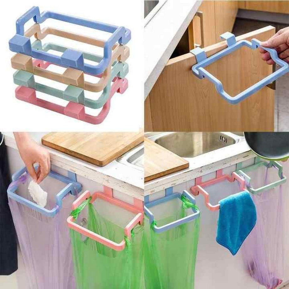 Packing Sack Storage Rack (Pack of 3) Reusable Plastic Bag Holder Rack Over the Cabinet Garbage ...
