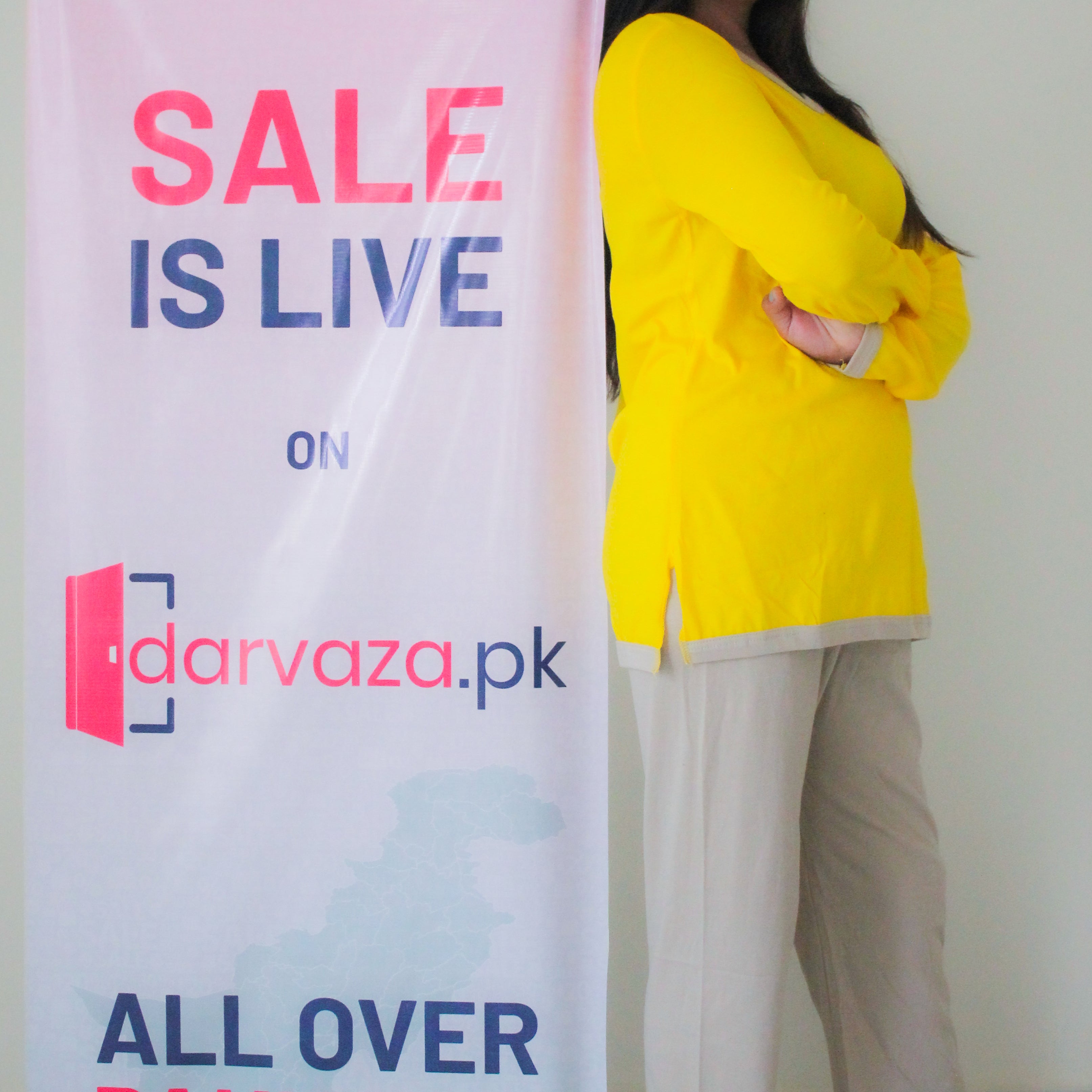 Yellow V-Neck T-Shirt with Contrast Trouser PJ Set