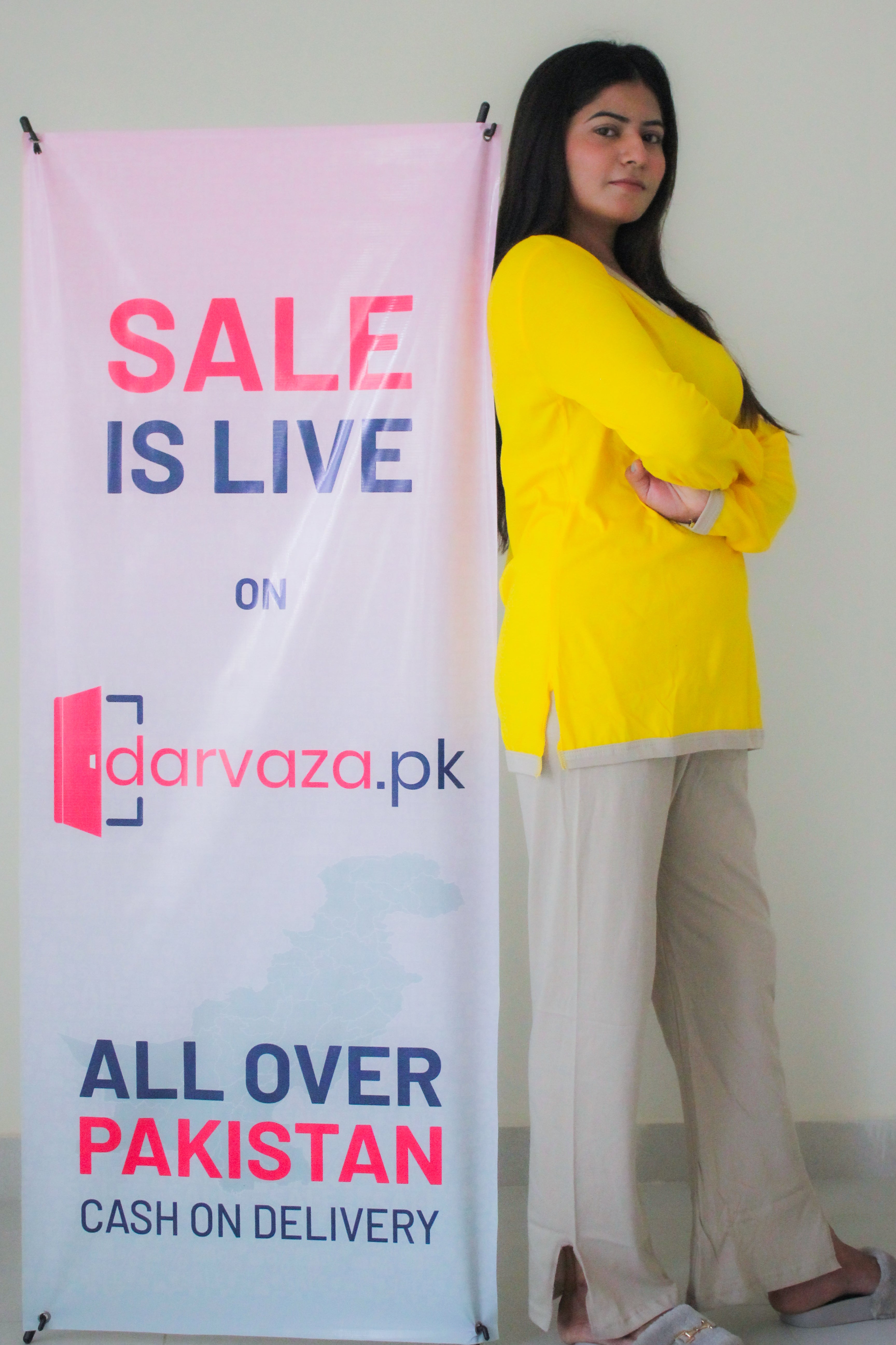 Yellow V-Neck T-Shirt with Contrast Trouser PJ Set