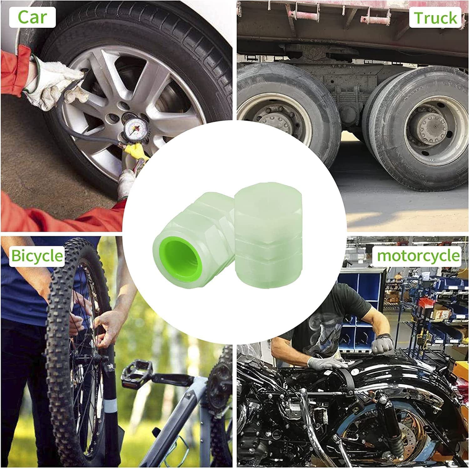Car and Bike Wheel Tire Rim Glow Radium Light Air Valve Cap Universal ...