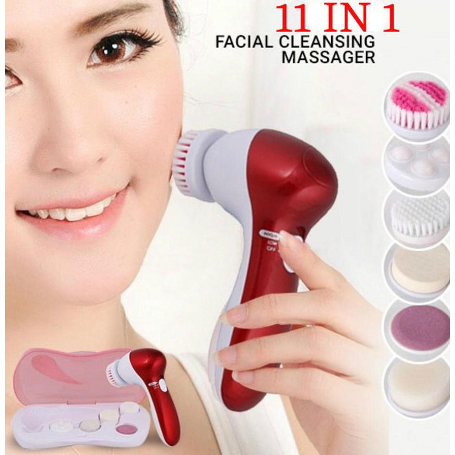 Face Cleaner Brush Wash and Facial Pore Cleaning Massage Machine with 11 in 1 Sonic Facial Cleansing Brushes
