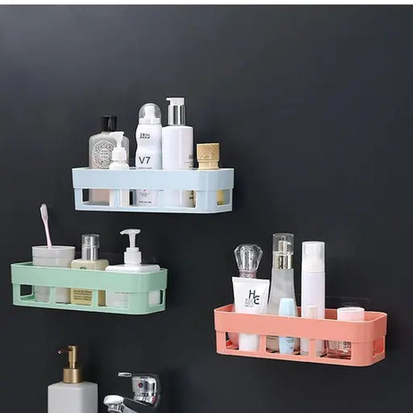 (Pack of 3) Multipurpose Bathroom and Kitchen Shelf Wall Holder Storage Rack