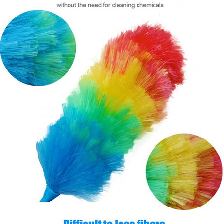 (Pack of 2) Rainbow Soft Magic Colorful Feather Duster Brush Anti Static Car Home Window Cleaner
