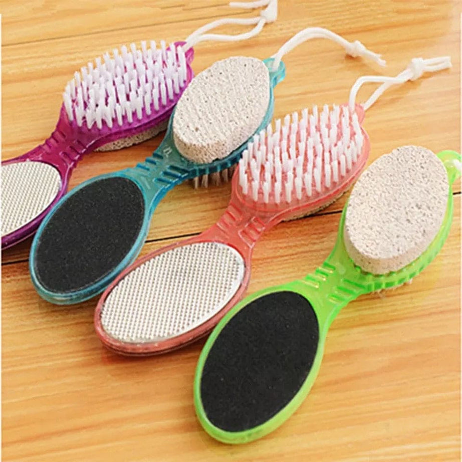 Pack of 2 – 4 in 1 Foot Scrubber | Pedicure Tool with Pumice, Brush, File & Buffer | Smooth Heels at Home