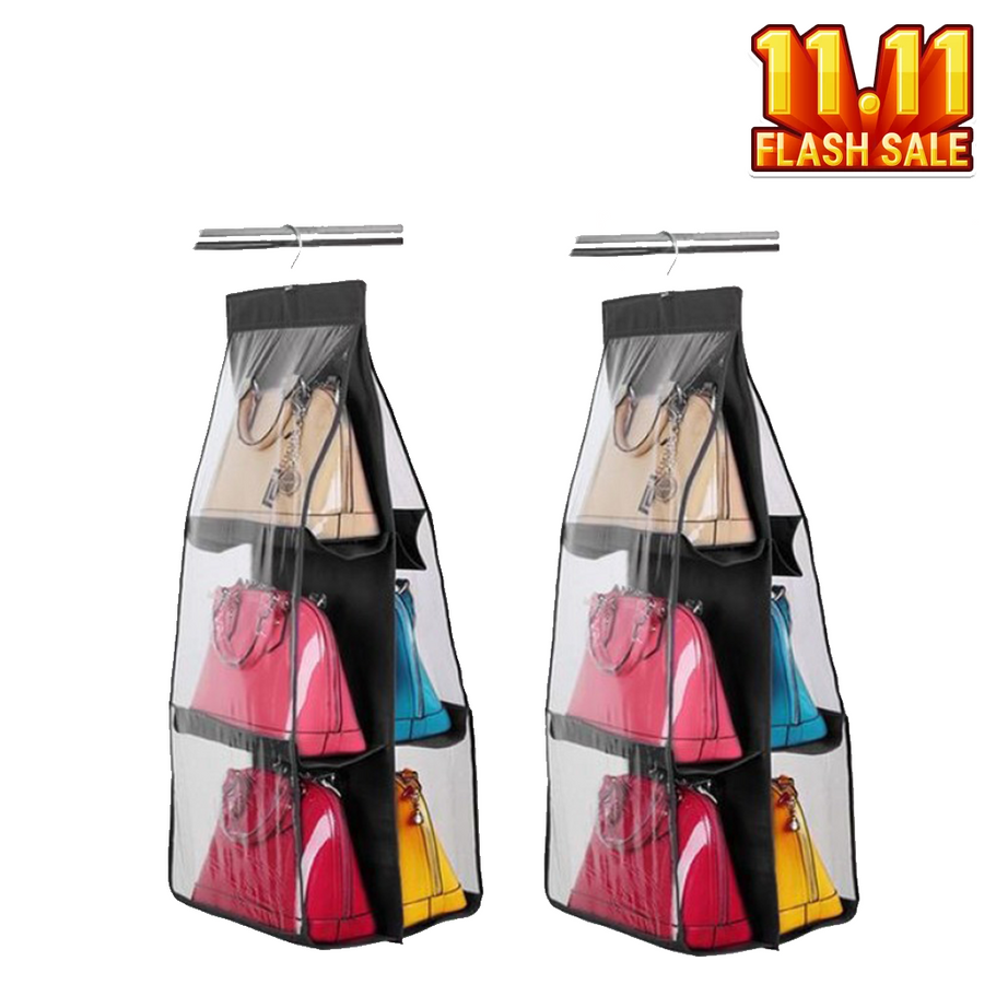 Buy 1 Get 1 Free Handbag Storage Hanging Purse Organizer with 6 Large Easy Access Pockets