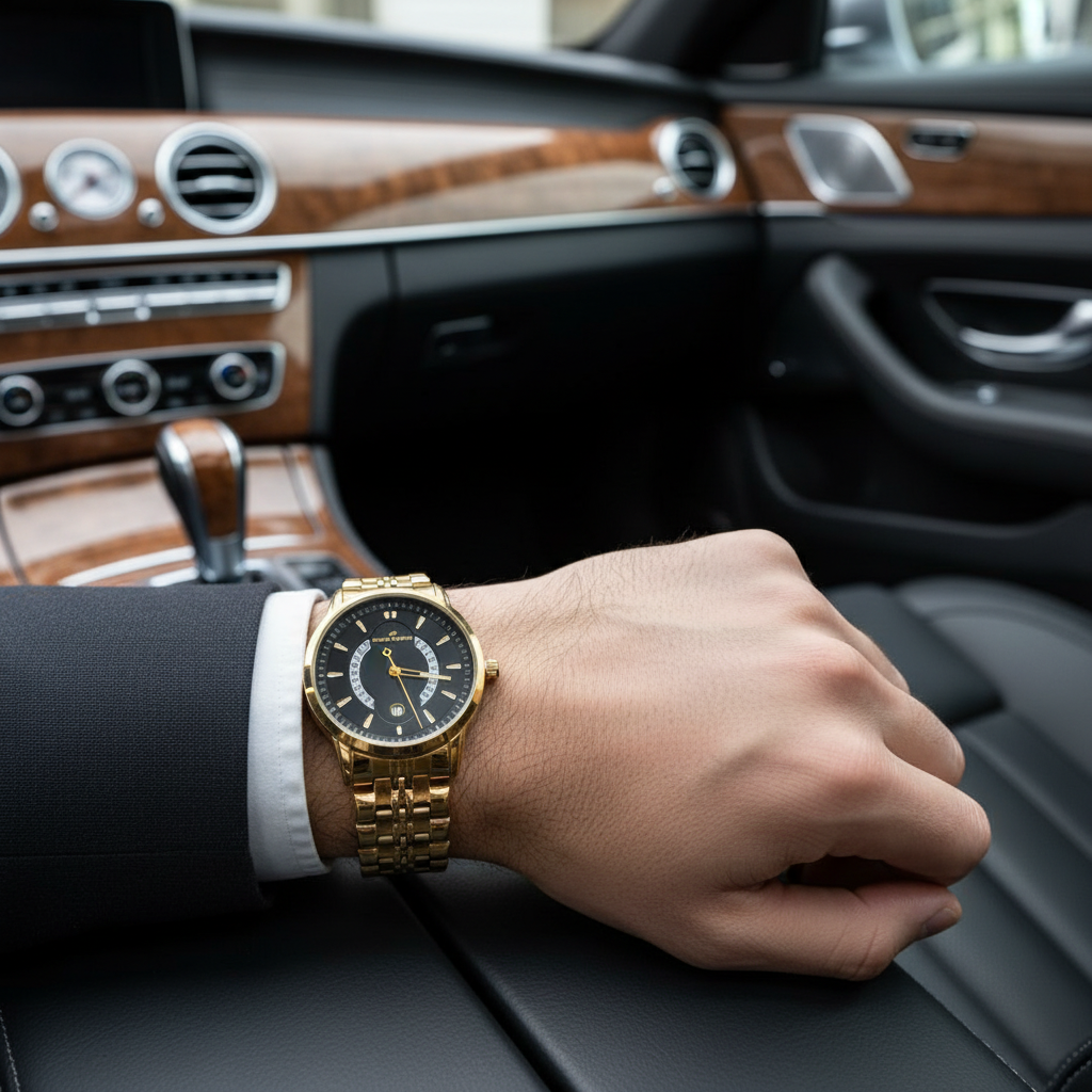 Danel Imperial Golden & Black Dial Men Watch