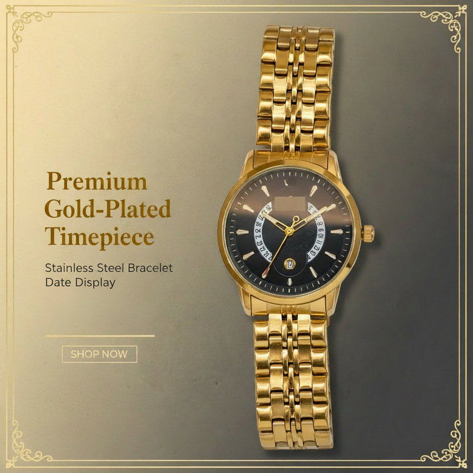 Dinal Watch Danel Imperial Golden & Black Dial Men Watch – darvaza.pk