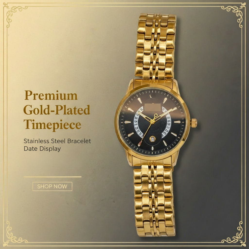 Danel Imperial Golden & Black Dial Men Watch