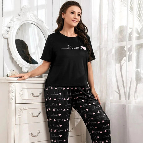 Black Love Shirt Trouser (PJ Set)