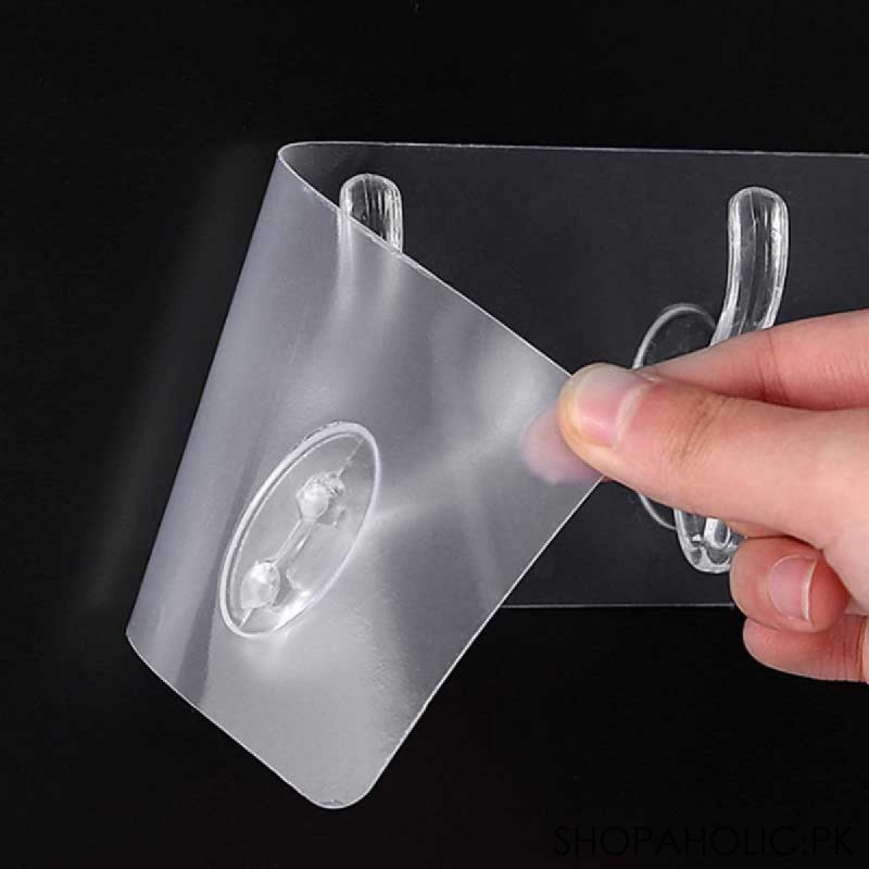 Transparent 6 Double Hooks Hanger with Strong Grip For Hanging Clothes and Bath Accessories
