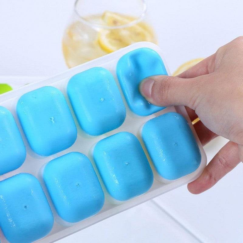 Pack of 3 Sale Offer 14 Grid Soft Silicone Easy Push Ice Trays with Lid