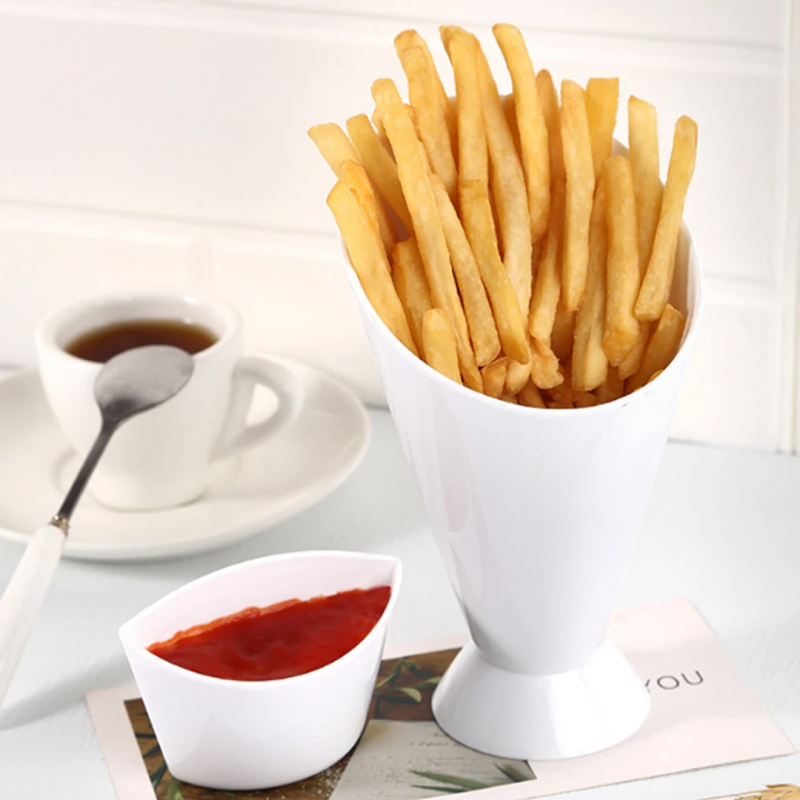 Potato French Fries Chips Carrying Holder with Dipping Container For Home and Outdoor Use