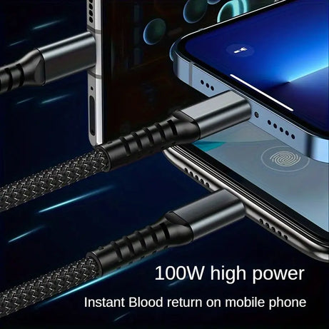3 in 1 Multiple Interfaces 100W USB Charging Cable with Intelligent Support and Visual Power For Home and Outdoor Use