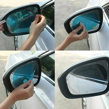 (Pack of 4) Water And Rain Proof Antilog Film For Car Mirror