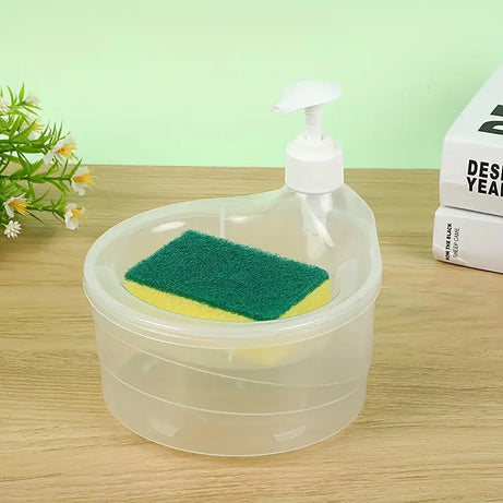 2 in 1 Soap Dispenser And Scrubber Holder With Sponge Cady For Home and Outdoor Use