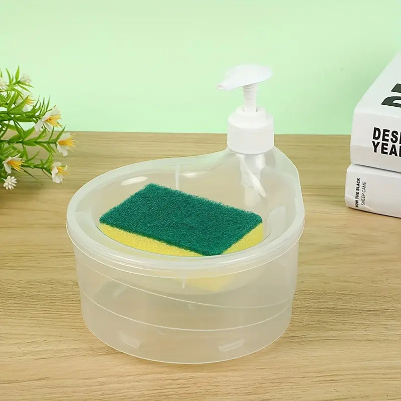2 in 1 Soap Dispenser And Scrubber Holder With Sponge Cady For Home and Outdoor Use