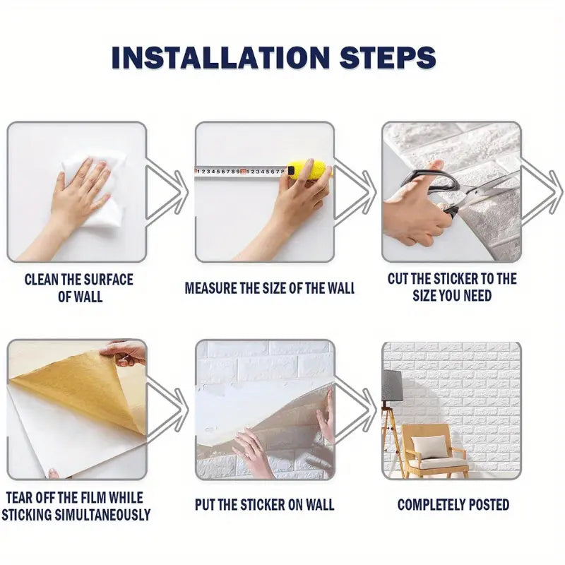 3D Self-Adhesive White Brick Foam Wall Panels and Tile Wallpaper Stickers