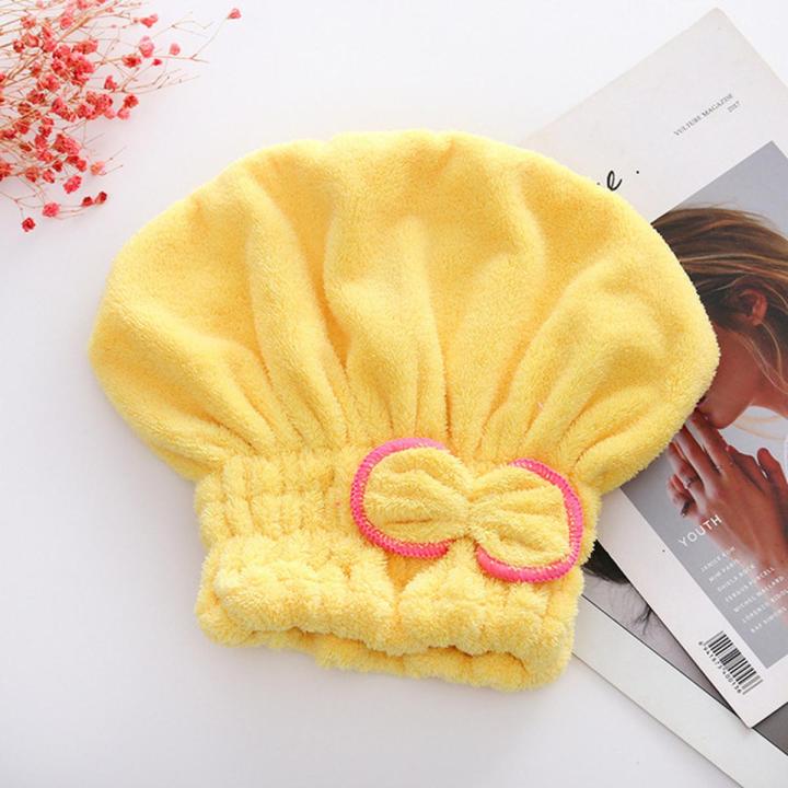 Microfiber Comfortable Quick Highly Absorbent Curly Long Thick Hair Turban Drying Bath Spa Bowknot Wrap Towel Cap Hat For Children and Adult Use
