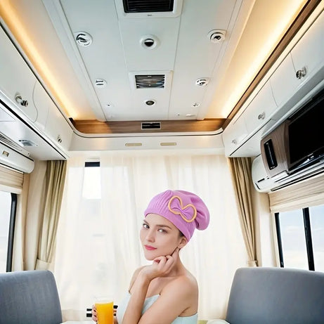 Microfiber Comfortable Quick Highly Absorbent Curly Long Thick Hair Turban Drying Bath Spa Bowknot Wrap Towel Cap Hat For Children and Adult Use