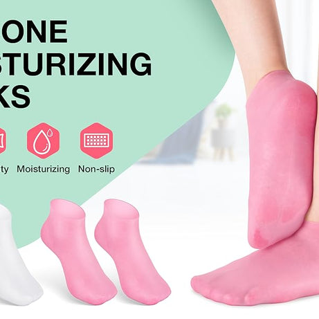 Buy 1 Pair Get 1 Pair Free Offer 4 Pcs Silicone Moisturizing Socks for Foot Care