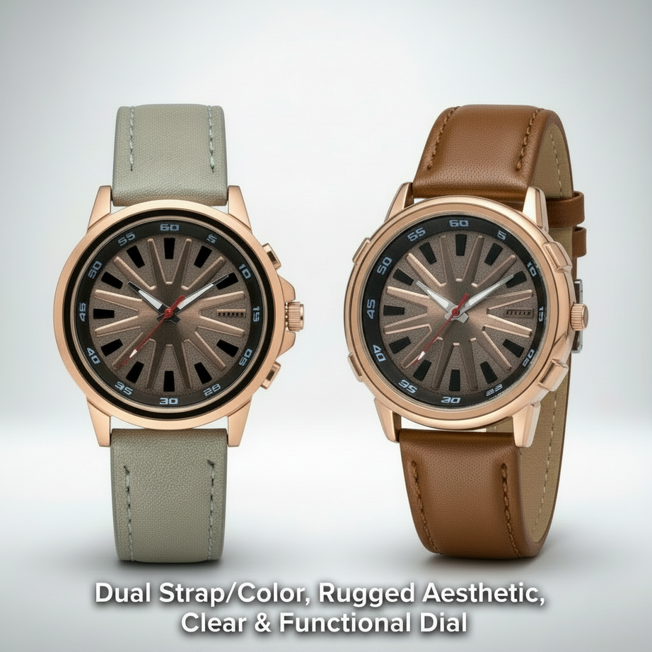 GearLine Dual Strap Gray & Brown Men Watch